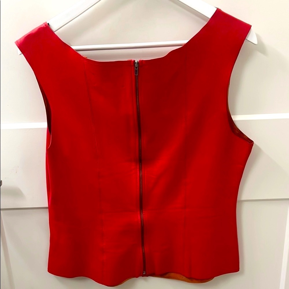 PJK Patterson J Kincaid Red Leather Shirt - Picture 3 of 4